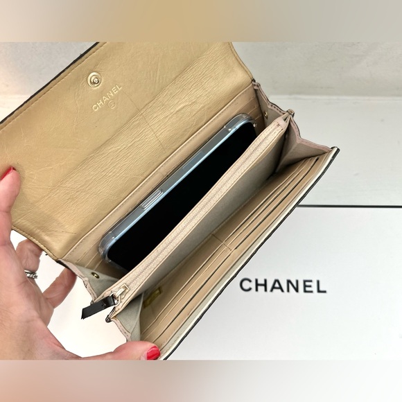 Auth CHANEL Crystalized CC Black/Gold Large Wallet Converted to 5-Ways Mini Bag - Picture 8 of 16